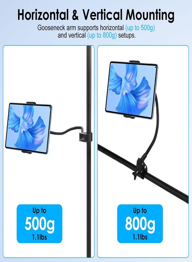 EEEKit Gooseneck Bike Tablet Holder Mount, Bike Handlebar Mount Clamp for Stationary Bicycle, Treadmill, Microphone Stand, for 4.7-13" Devices - Image 5