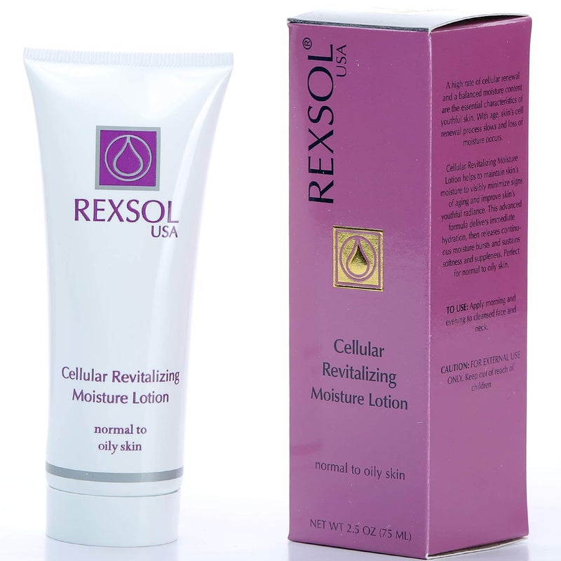 REXSOL Cellular Revitalizing Moisture Lotion Normal to Oily Skin | With Aloe Vera Gel, Chamomile Extract & Calendula Officinalis Extract | Helps to maintain signs of aging. (75 ml / 2.5 fl oz) - Image 1