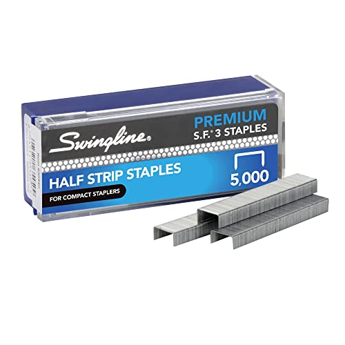 Swingline Staples, S.F. 3, Premium for Desktop Staplers, 1/4" Length, 105/Strip, 5000/Box, Jam Free, Half Strip (35440) - Image 1