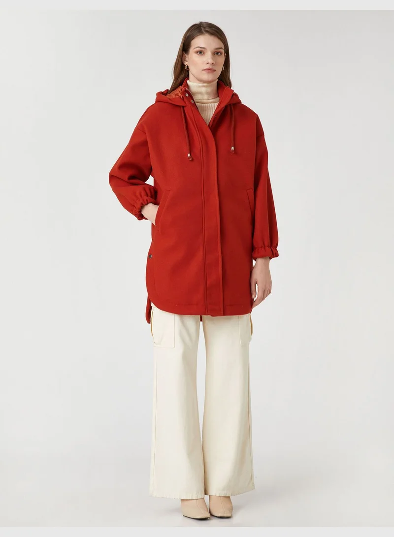 KOTON Pocket Zipper Hooded Oversized Coat