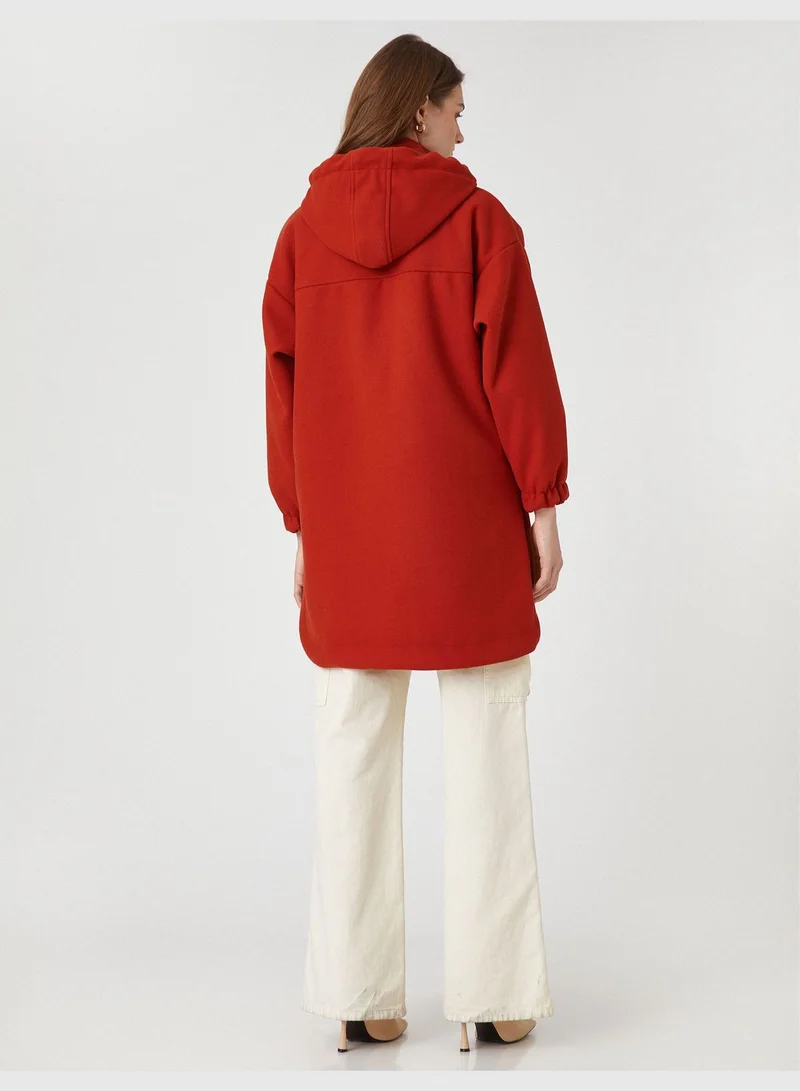 KOTON Pocket Zipper Hooded Oversized Coat