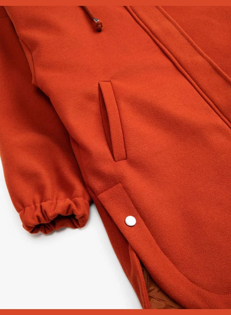 KOTON Pocket Zipper Hooded Oversized Coat