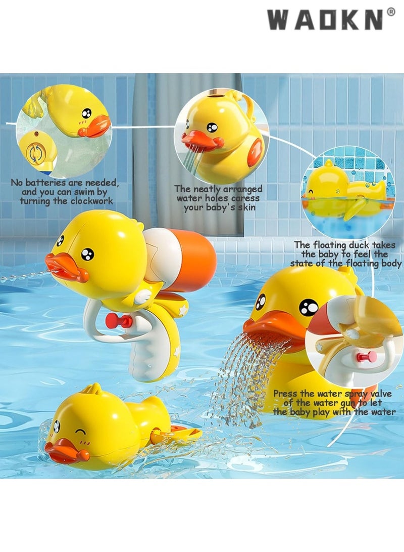 WAOKN Toddler Bathtub Toys & Swimming Pool Toys, Baby Bath Fun Set - Safe Little Yellow Duck Toy Including Water Gun, Shower and Float Wind-up Toy, Bathroom Pool Toy Suitable for Preschool Children (8pcs) - Image 3