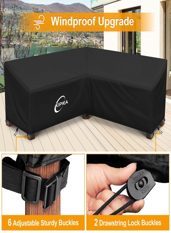 Kipiea Patio V Shaped Sectional Sofa Cover, 420D Durable Oxford Fabric, Outdoor Cover with 6 Windproof Buckles, No Tearing, Anti-UV, No Fading (Right Facing, 215.9 x - Image 5