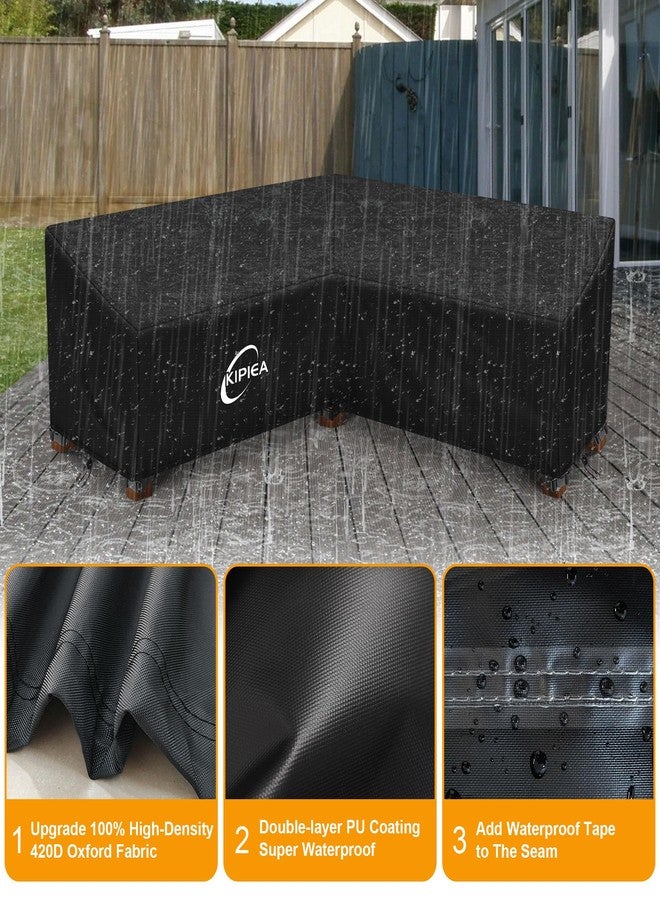 Kipiea Patio V Shaped Sectional Sofa Cover, 420D Durable Oxford Fabric, Outdoor Cover with 6 Windproof Buckles, No Tearing, Anti-UV, No Fading (Right Facing, 215.9 x - Image 3