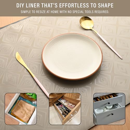 RichAxis Multi-Purpose Shelf Mats Roll – Fridge Liners, Kitchen Shelf Covers, Cupboard Sheets for Wardrobe & Drawers (Beige, 45X300) - Image 3