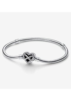 PANDORA Pandora Moments Sparkling Infinity Heart Clasp Snake Chain Bracelet for Women Circumference 20cm  - Image 1