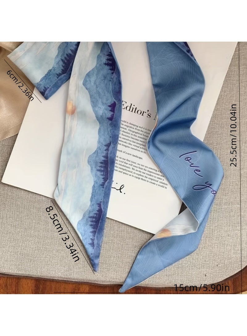 6-Piece Set Vintage Elegant Polyester Headbands - Bow-Accented Hair Bands with Watercolor Print for Dress Up - Non-Feathered Halloween Festival Accessories - Image 3