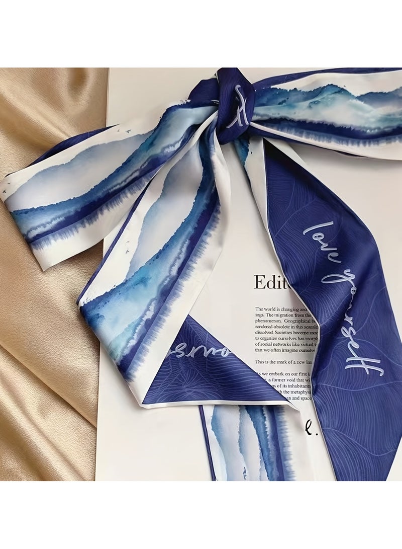 6-Piece Set Vintage Elegant Polyester Headbands - Bow-Accented Hair Bands with Watercolor Print for Dress Up - Non-Feathered Halloween Festival Accessories - Image 4