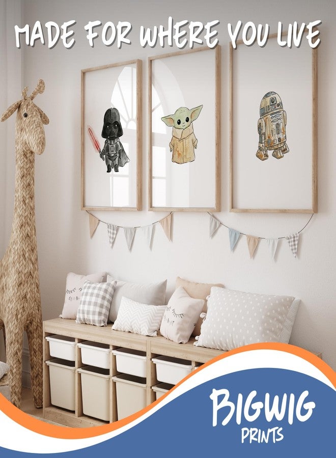 BigWig Prints Star Wars Space Nursery Decor, Galactic Wall Art Watercolor Prints, Set of 9 Sci-Fi Kids Room Posters, Star Wars Nursery Bedroom Decorations Unframed (8x10") - Image 5