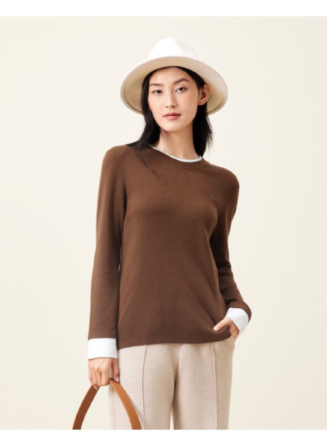 purcotton Women'S Cotton Sweater For Autumn And Winter, 100% Cotton Basic Layering Top - Image 1