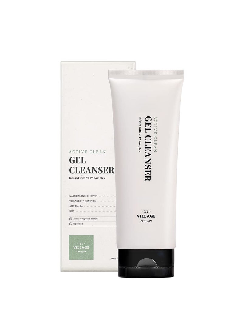 VILLAGE11FACTORY - Active Clean Gel Cleanser AHA BHA for oily and acneprone skin ph 55 for balanced skin Korean Skincare338 fl oz100ml - Image 1