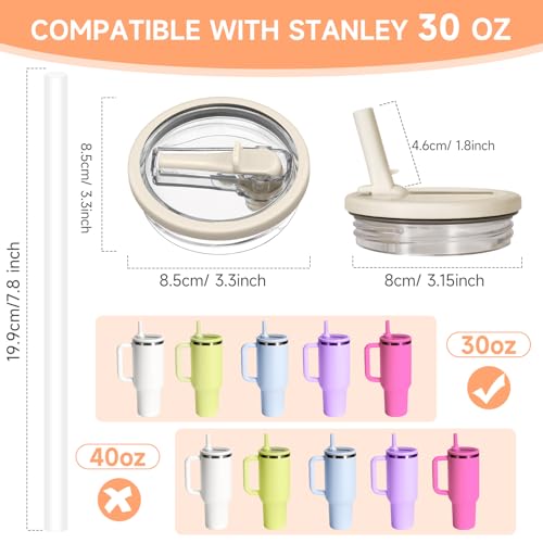 ANTAND 2 Pack Leak Proof Lid for 30oz Stanley H2.0 Quencher,No Spill Flip Straw Lid Replacement for Stanley Cup Accessories 30 oz Tumbler Lid Replacement Straw Cover Cap for Stanley Lids(Black,Purple) - Image 2