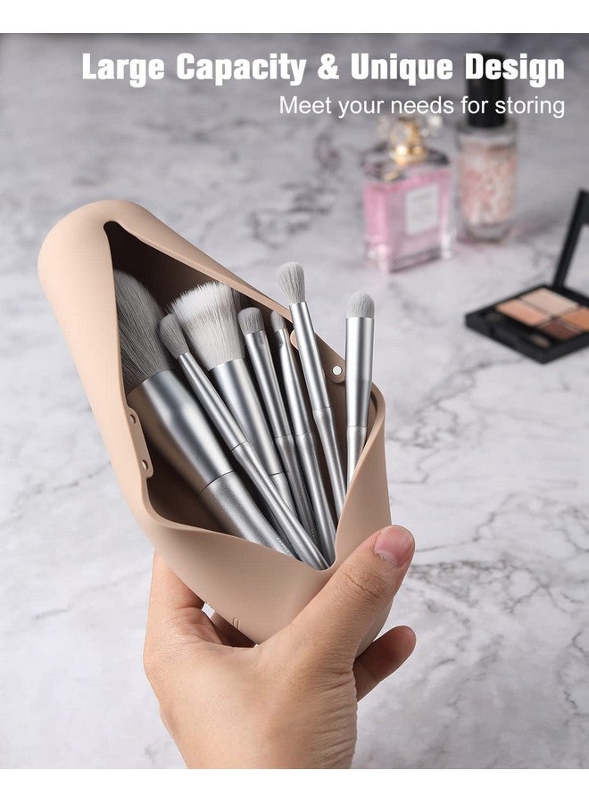 FERYES Makeup Brush Travel Bag, Khaki (Large), (Large)8.27*2.36*1.57 - Image 2