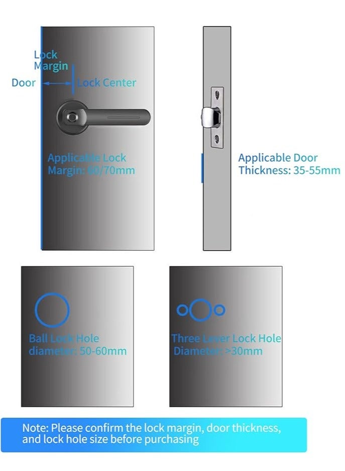 Fingerprint Smart Door Lock,Keyless Entry 3-in-1 Door Lock, Smart Lever Unlock by Fingerprint/Keypad/Key For Home, Hotel, Apartment, Office, Bedroom