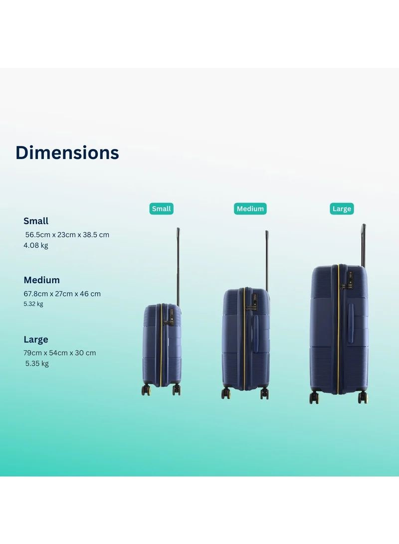 NATIONAL GEOGRAPHIC National Geographic Cavern PP Hardside Luggage Set Navy, Durable/ Unbreakable/ Lightweight/ Anit-theft Zipper/ 4 Double Wheel TSA Lock 3pcs Suitcase Trolley Bag (20+24+28 Inch).