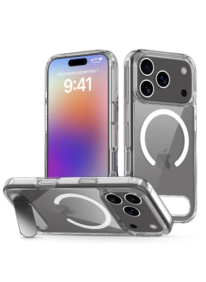 TIKNIA Magnetic for iPhone 17 Pro Case, with [3 Stand Ways] [Military Grade Drop Protection] with Invisible Stand Shockproof Slim Case for iPhone 17 Pro Max 6.3", Clear - Image 2