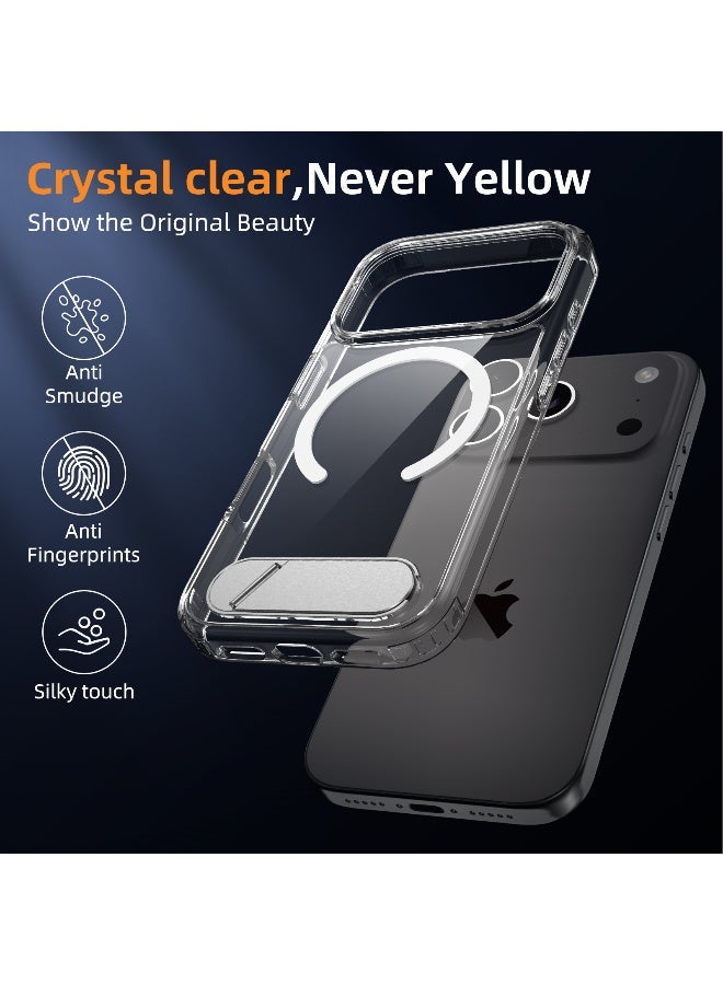 TIKNIA Magnetic for iPhone 17 Pro Case, with [3 Stand Ways] [Military Grade Drop Protection] with Invisible Stand Shockproof Slim Case for iPhone 17 Pro Max 6.3", Clear - Image 3