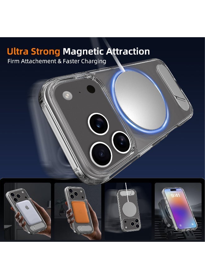 TIKNIA Magnetic for iPhone 17 Pro Case, with [3 Stand Ways] [Military Grade Drop Protection] with Invisible Stand Shockproof Slim Case for iPhone 17 Pro Max 6.3", Clear - Image 4