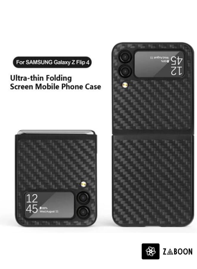 Zaboon Protective Case Cover For Samsung Galaxy Z Flip4 Carbon Fiber Texture Skin-friendly Feel Full Body Folding - Image 2
