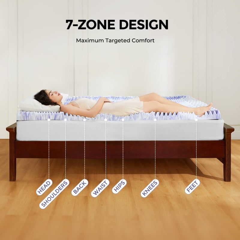 Dreamsmith 3 Inch 7-Zone Queen Memory Foam Mattress Topper, Gel Infused Foam Mattress Topper for Pressure Relief, Made with CertiPUR-USÂ® Certified Foam, Queen Size Bed Topper - Image 2