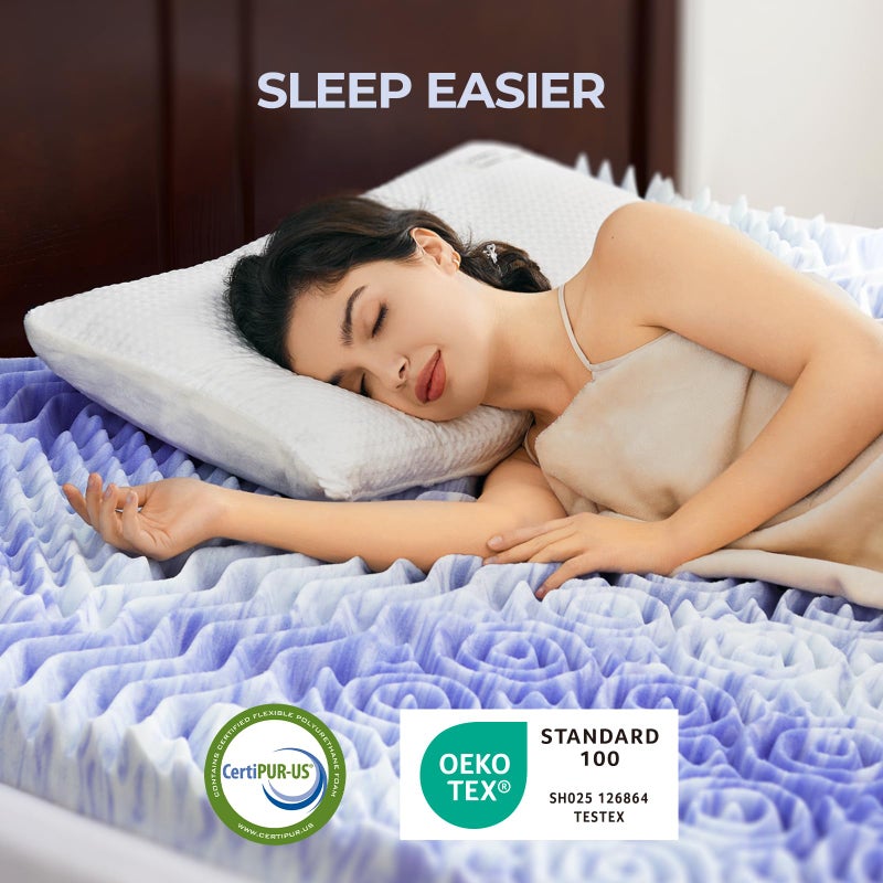 Dreamsmith 3 Inch 7-Zone Queen Memory Foam Mattress Topper, Gel Infused Foam Mattress Topper for Pressure Relief, Made with CertiPUR-USÂ® Certified Foam, Queen Size Bed Topper - Image 3