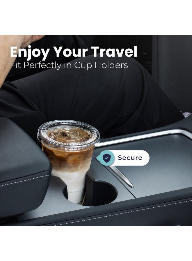Disposable Clear Cup 100 Pack 12 oz Plastic Iced Coffee Cups with Flat Lids, Disposable Clear Cup, BPA Free Cup for Party, Smoothie, Cold Drinks, Juice, Milkshake, Tea - Image 4