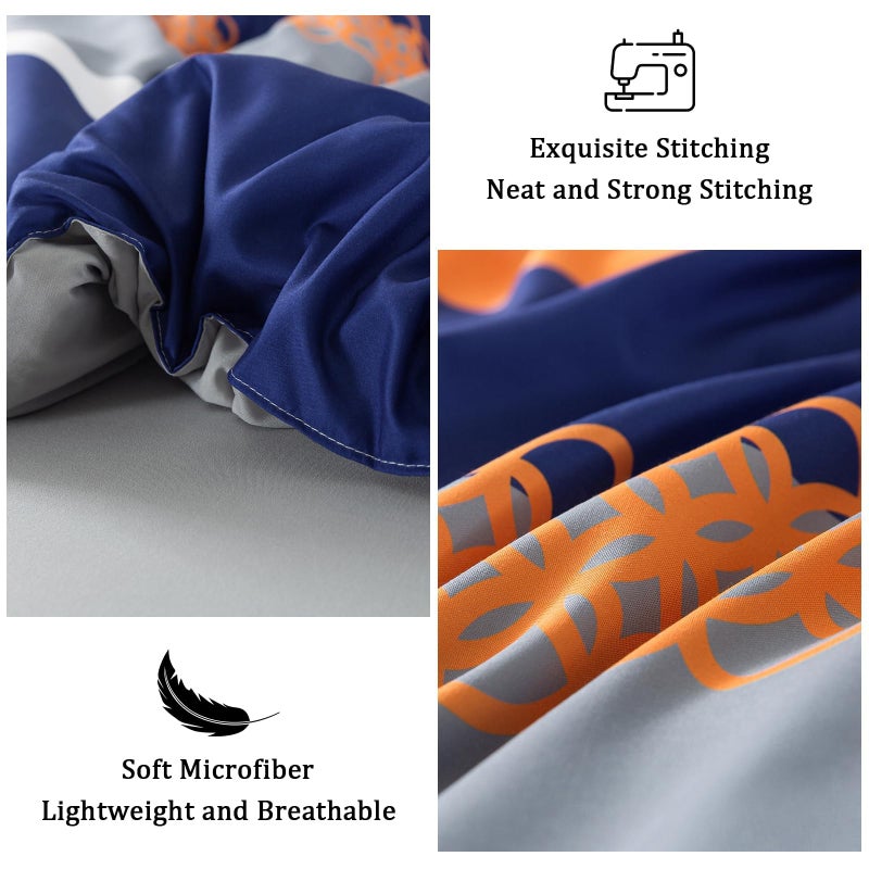 Anibedding 8 Pieces Bed in a Bag Stripe Comforter Set King Size,Blue Patchwork Striped Comforter with Sheets Set Soft Microfiber Boho Bedding Sets (Blue,Grey) - Image 5