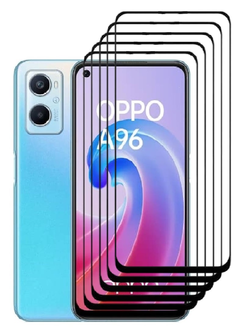 AINA 5 Pieces Tempered Glass Screen Protector 5D Designed For Oppo A96 Full Glue Edge to Edge Full Screen Coverage And Bubble Free - Image 1