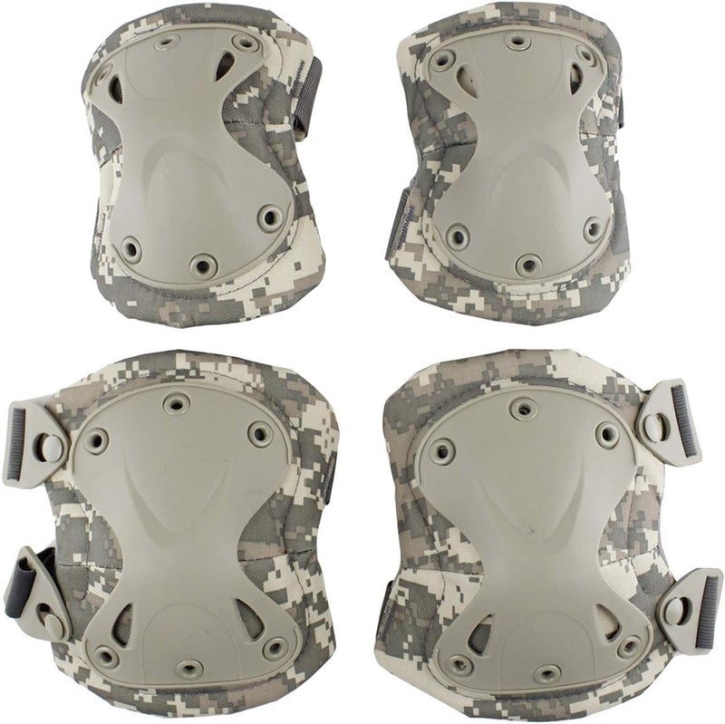 Aoutacc Tactical Combat Knee & Elbow Protective Pads Set for Outdoor CS Paintball Game Cycling Safety Skateboarding Gear Skates Knee Protection Guard Pads - Image 1