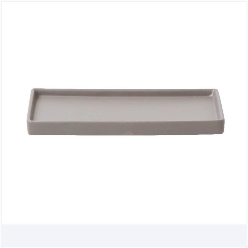 Plant Pot Saucers Rectangles Flower Pot Saucer, Home Ceramic Pallet Plant Drip Tray Multi Colour Decor(Gris,Large) - Image 1