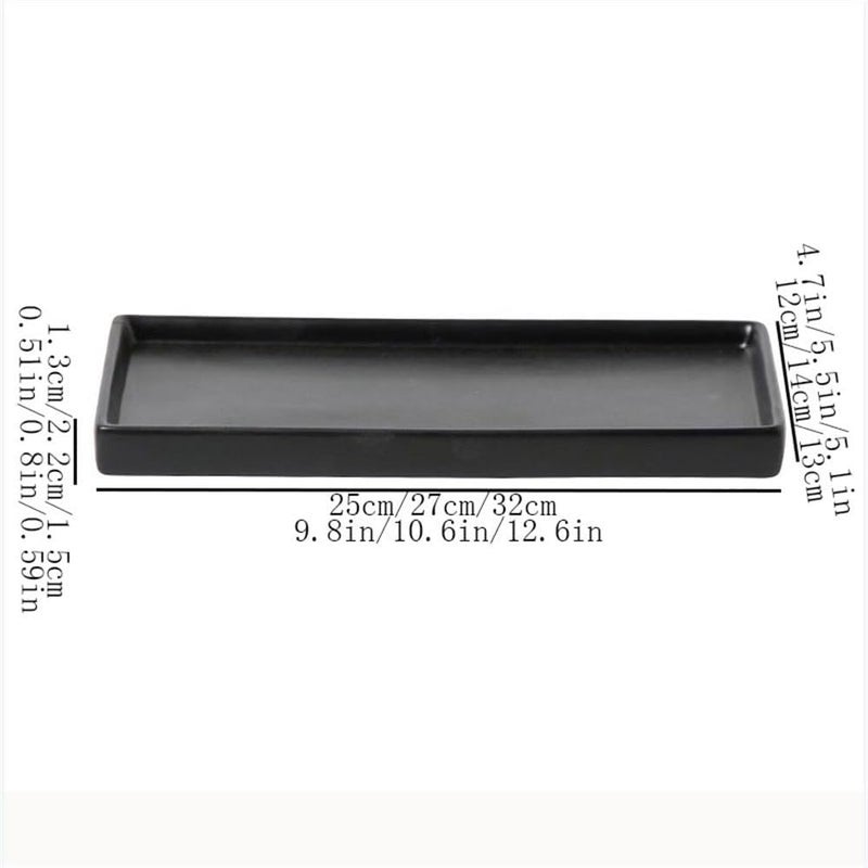Plant Pot Saucers Rectangles Flower Pot Saucer, Home Ceramic Pallet Plant Drip Tray Multi Colour Decor(Gris,Large) - Image 2