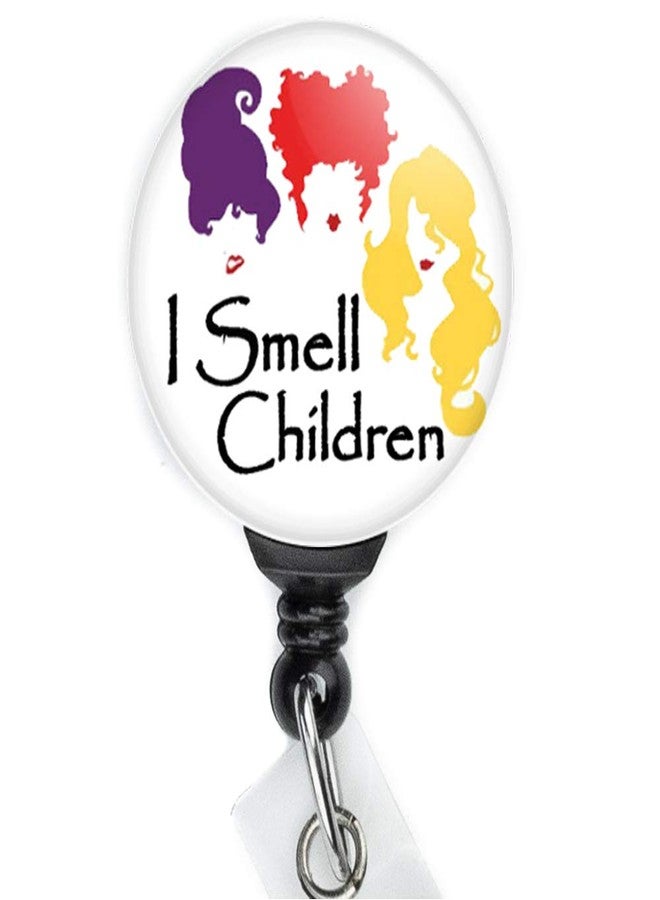 Limeloot Halloween Hocus Pocus Sanderson Sisters Witches I Smell Children Retractable Badge Reel with Swing Clip and 36 Inch Cord - Image 1