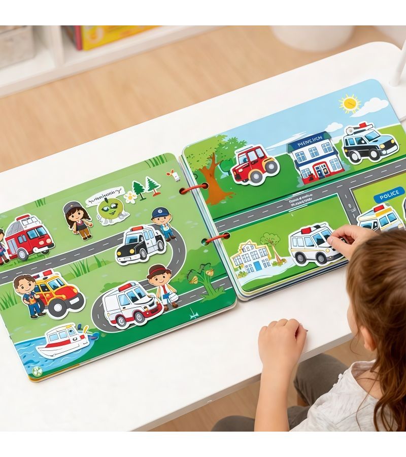 Matching Sticker Activity Book Pastable Pages With Transportation Stickers Color Coded Learning For Hand Eye Coordination Cognitive Development Early Learning DWJT 02 - Image 1