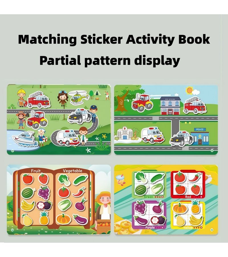 Matching Sticker Activity Book Pastable Pages With Transportation Stickers Color Coded Learning For Hand Eye Coordination Cognitive Development Early Learning DWJT 02 - Image 5