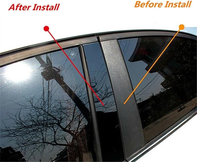 QASULER 6Pcs Glossy Black Car Pillar Posts for Civic - Image 4