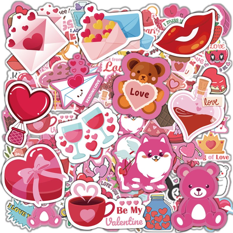 OHOME Valentines Stickers - 100 PCS Heart Stickers for Kids Classroom School - Valentines Day Crafts Gifts Treats Decor Cards Scrapbooking Decorations Supplies - Valentine's Party Favors - Image 1