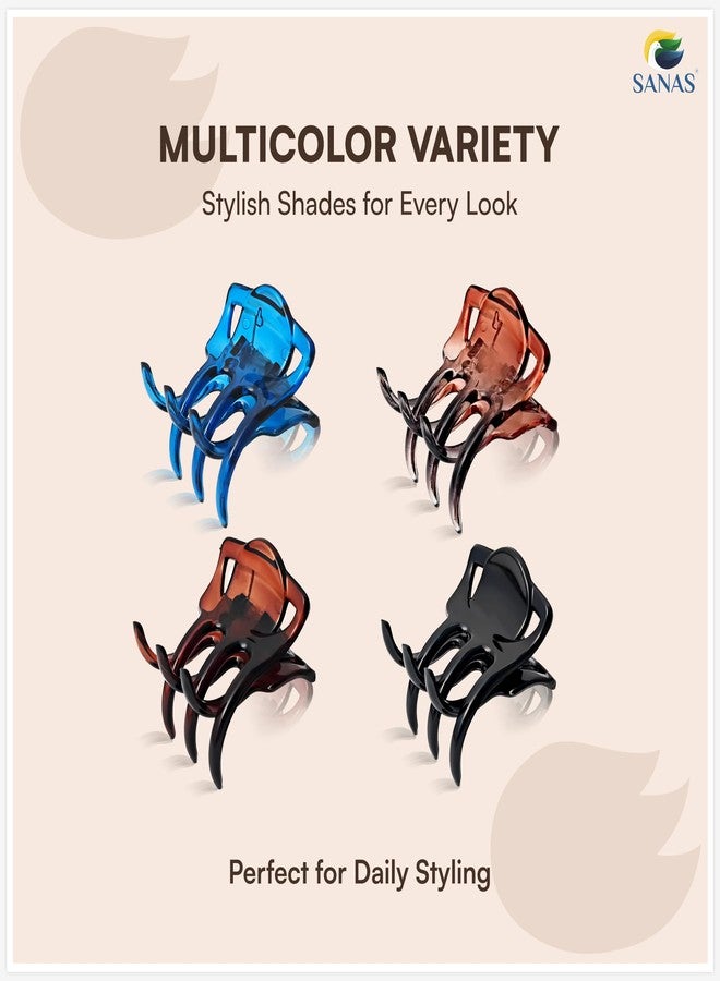 Sanas Hair Clips For Girls (4Pcs) Claw Clip Clutchers For Hair Clips For Women Stylish Fashion Accessories For Girls Teenage Hair Claw Clips For Women Aesthetic Korean Clip (4Pcs) (Versatile 4 Shades) - Image 5