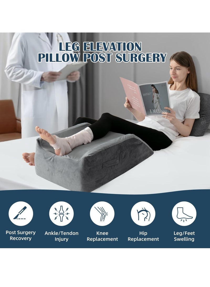 Lofe LOFE Leg Elevation Pillow - Adjustable Leg Elevation Pillow 3 Heights, U-Shape Double Leg Elevation Pillows for After Surgery, CertiPUR-US Memory Foam Foot Elevation Pillows for Swelling, Post Surgery  - Image 3
