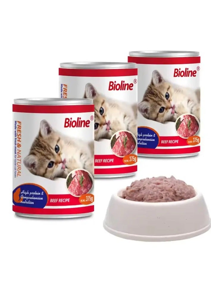 بايولاين طعام القطط المعلب 375 جرام [نكهة - لحم البقر والخضروات] - Image 2