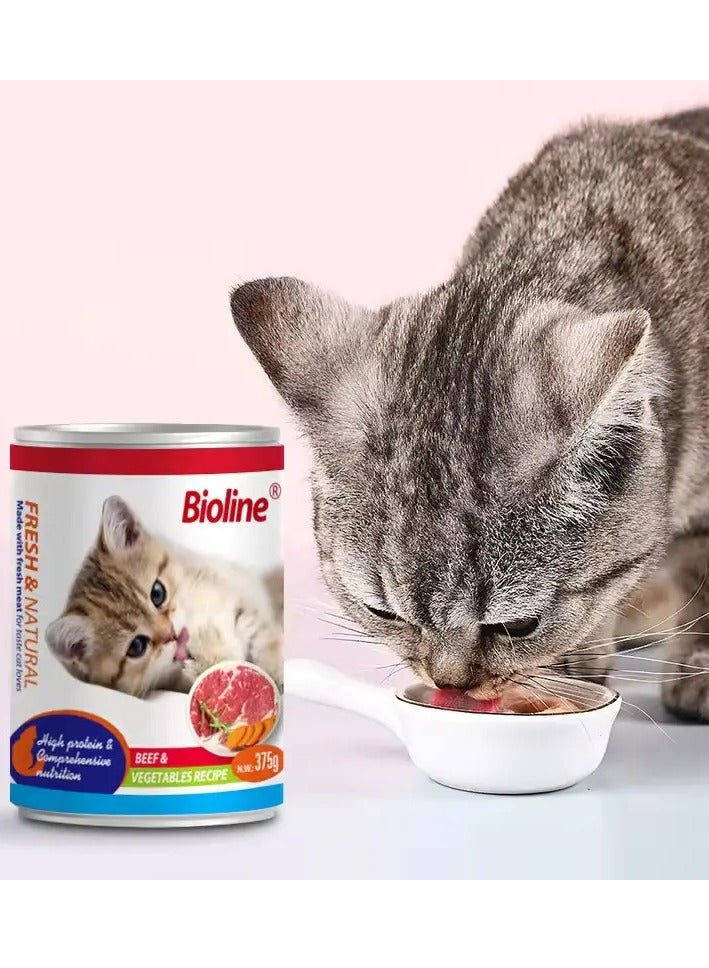 بايولاين طعام القطط المعلب 375 جرام [نكهة - لحم البقر والخضروات] - Image 3