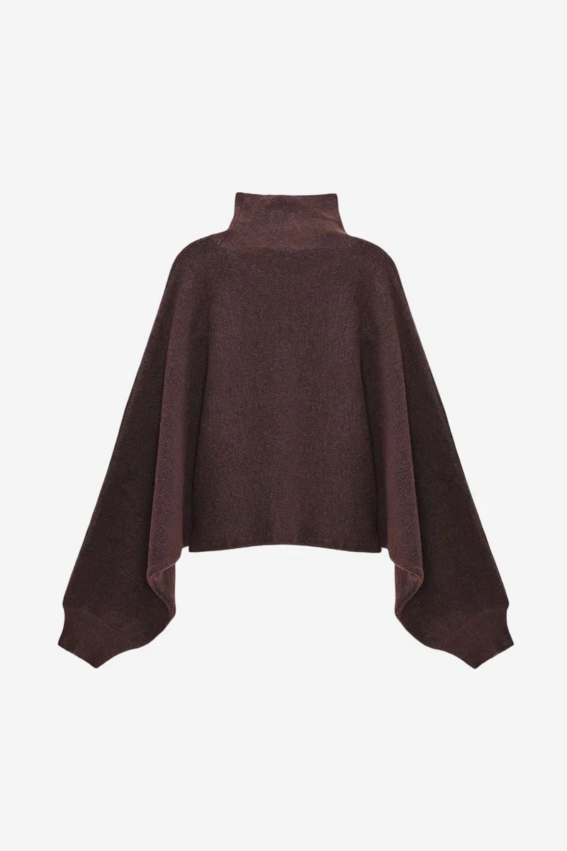 Dilvin Coffee Brown DILVIN Women's Oversized Cropped Turtleneck Sweater for Women | Best Price UAE
