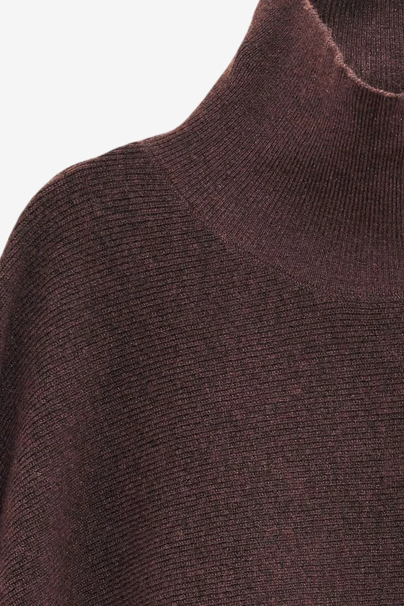 Dilvin Coffee Brown DILVIN Women's Oversized Cropped Turtleneck Sweater for Women | Best Price UAE
