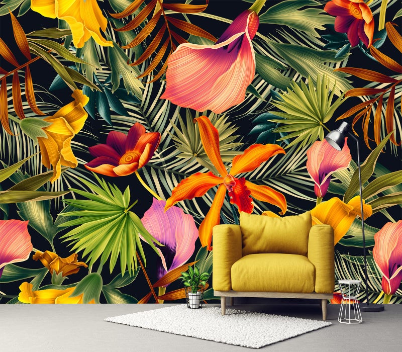 Cliouar CliouarTropical Plants Palm Leaves Wallpaper Mural Bedroom Living Room Decor 158 x 110Not SelfAdhesive 
