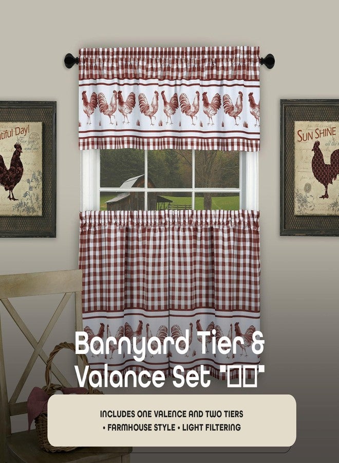 Achim Home Furnishings Barnyard Window Curtain Tier Pair and Valance Set, 58" x 36", Burgundy,BRTV36BG12 - Image 2
