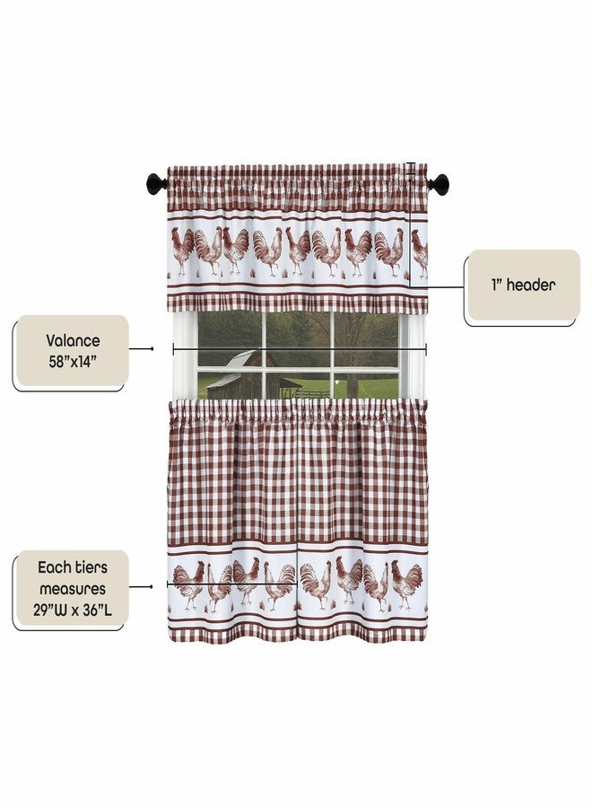 Achim Home Furnishings Barnyard Window Curtain Tier Pair and Valance Set, 58" x 36", Burgundy,BRTV36BG12 - Image 4