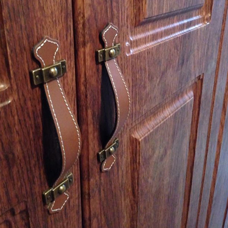 4pcs Leather Drawer Pulls PU Leather Strap Handles Wardrobe Cabinet Handles - Image 3