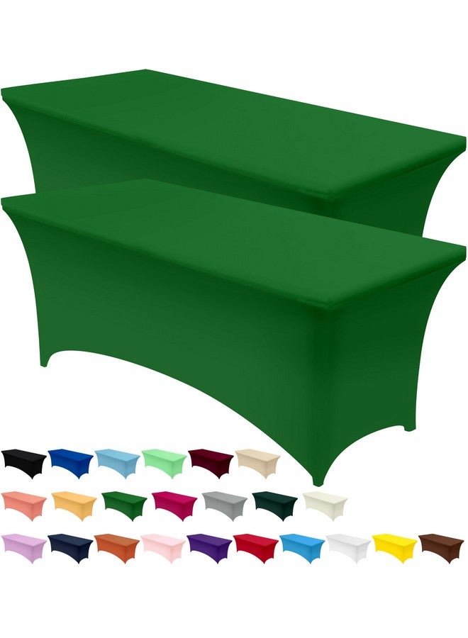 Utopia Kitchen Spandex Tablecloth 2 Pack [6FT, Emerald Green] Tight, Fitted, Washable and Wrinkle Resistant Stretch Rectangular Patio Table Cover for Event, Wedding & Parties [72Lx30Wx30H Inch] - Image 1