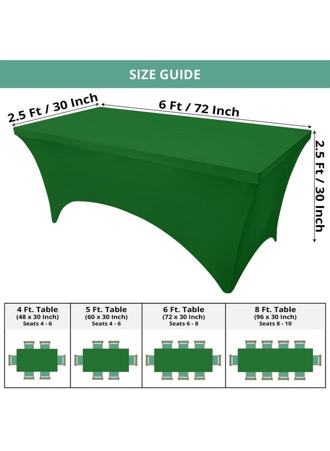 Utopia Kitchen Spandex Tablecloth 2 Pack [6FT, Emerald Green] Tight, Fitted, Washable and Wrinkle Resistant Stretch Rectangular Patio Table Cover for Event, Wedding & Parties [72Lx30Wx30H Inch] - Image 2
