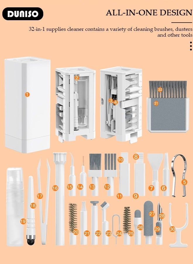 DUNISO 32 in 1 Electronics Cleaning Kit, Multifunctional Cleaning Kit for Keyboard, Portable Cleaning Kit for Computers, Cleaning Soft Brush Tool for Camera and Bluetooth Headset, Strong Magnetic Design Cleaner Kit for All Types of Cell Phones and Computers (Detergent not included) - Image 3